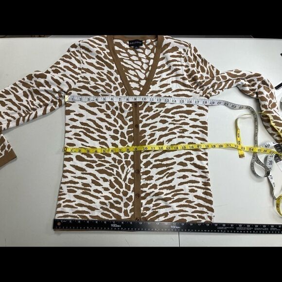 DIALOGUE,‎ Animal Print,Women’s Cardigan,Tan&White - Picture 5 of 9